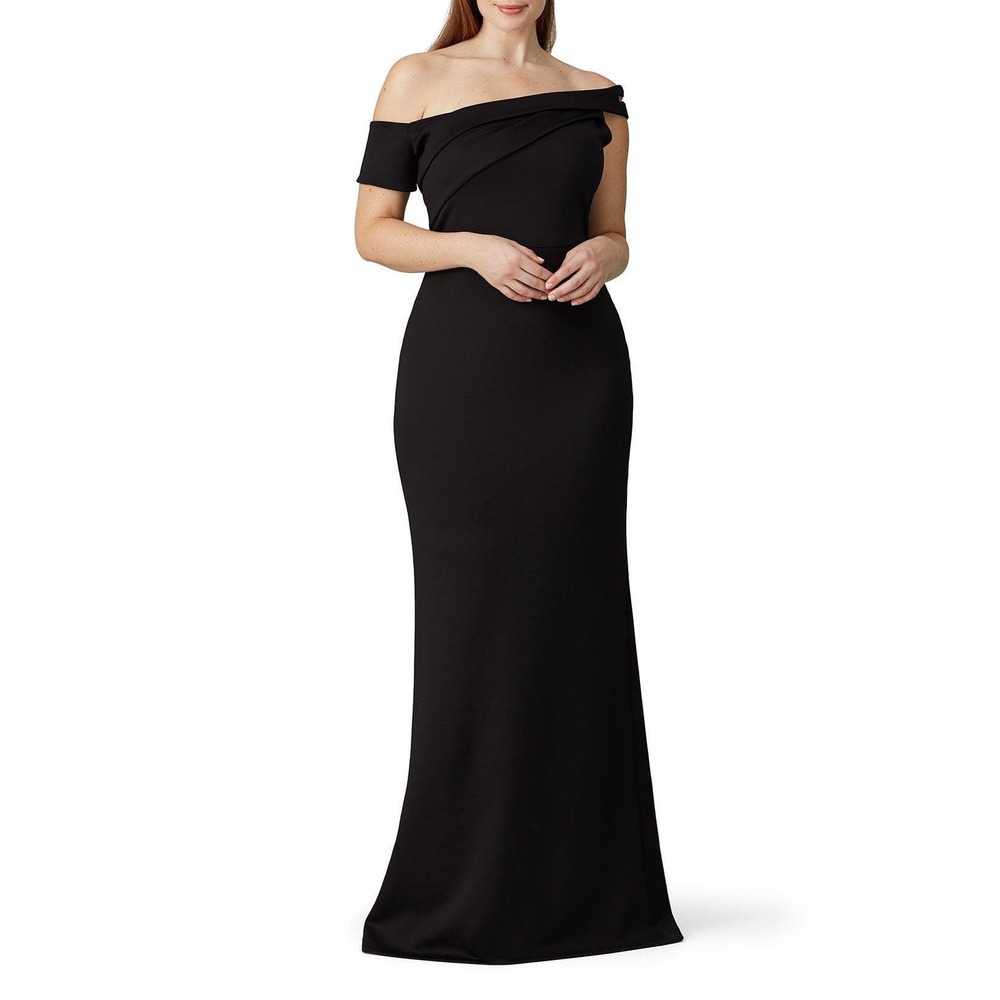 Black Halo Eve Zendaya Asymmetric Off Shoulder Gown Black Size 16 Formal
